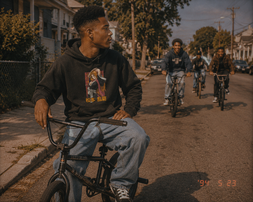 Lifestyle image showing the Bleach Hoodie front print